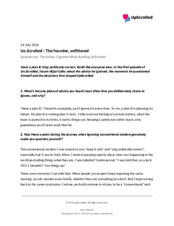 14 July 2026 - UpScrolled - Founder Series Advice I Ignored.pdf