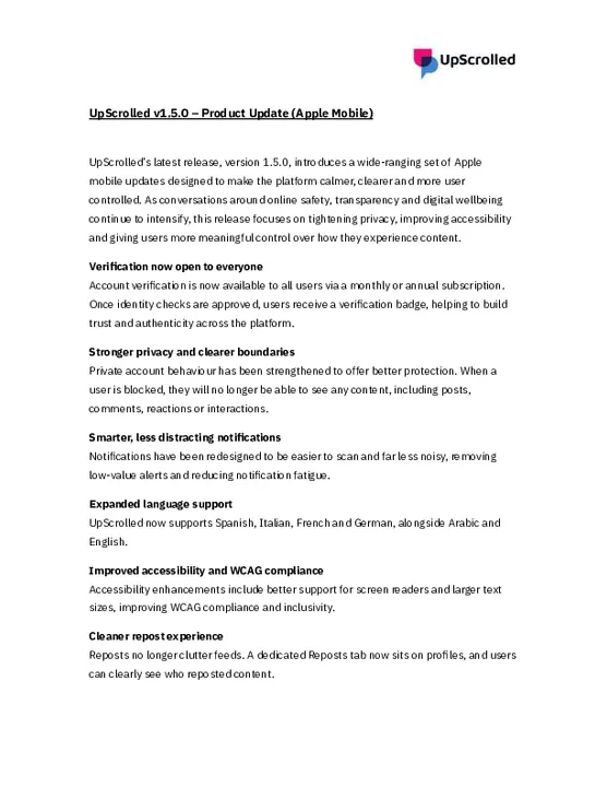 30 Dec 2025 - UpScrolled - V1.5.0 Product Update.pdf