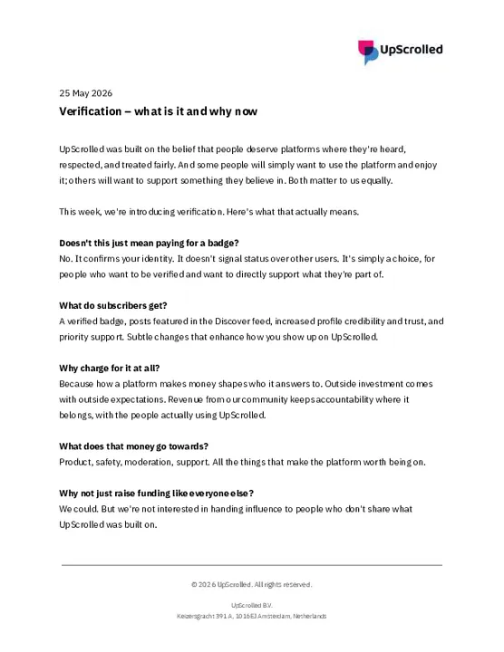25 May 2026 - UpScrolled - Verification – what is it and why now.pdf