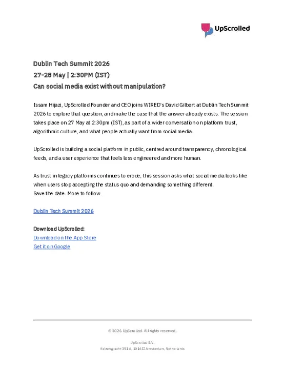 21 May 2026 - UpScrolled - Dublin Tech Summit 2026.pdf
