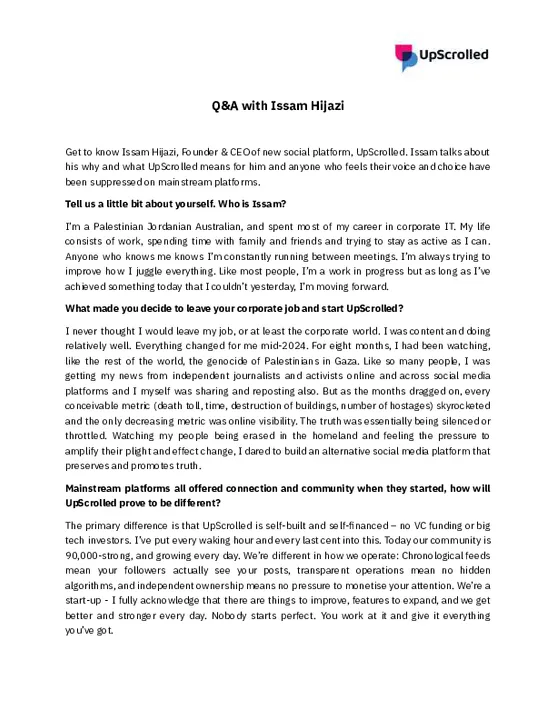 16 Dec 25 - UpScrolled -Q and A with Issam Hijazi .pdf